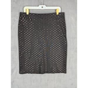 Pretty Girl of California Skirt XL Black With Metallic Squares Straight Vintage